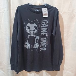 NWT Bendy Game Over Black Long Sleeve Kids Shirt Size L